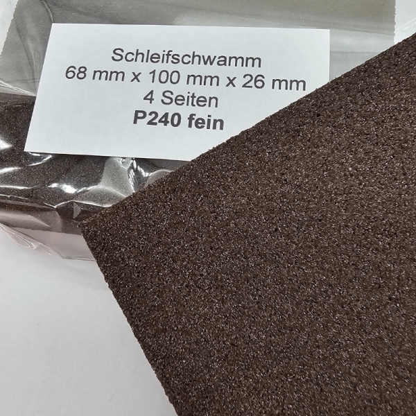 Schleifschwamm 3M P240 fein - 68 mm x 100 mm x 26 mm - 4 Seiten
